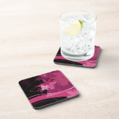 マゼンタの花パターン コースター (右側)