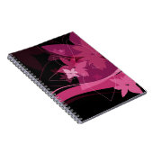 マゼンタの花パターン ノートブック (右側)