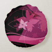 マゼンタの花パターン ラウンドクッション (裏面)
