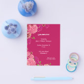 マゼンタの花柄の招待状 チラシ (シングル)