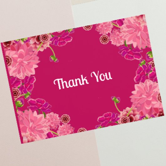 マゼンタの花柄 サンキューカード