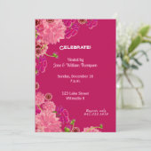 マゼンタの花柄 招待状 (スタンド正面)