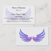 マゼンタの装飾が付いた青い翼 名刺 (正面/裏面)