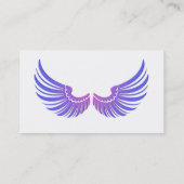 マゼンタの装飾が付いた青い翼 名刺 (裏面)
