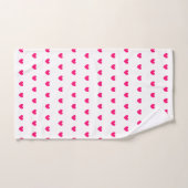 マゼンタの赤とライトブルーのハート(白) バスタオルセット (ハンドタオル)