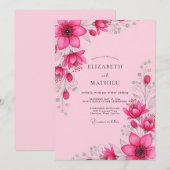 マゼンタの輝き 春の結婚式 招待状 (正面/裏面)