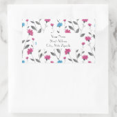 マゼンタの青い水色のデイジーパターンラベル 長方形シール (バッグ)