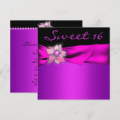 マゼンタのSweet 16パーティー 招待状 (正面/裏面)