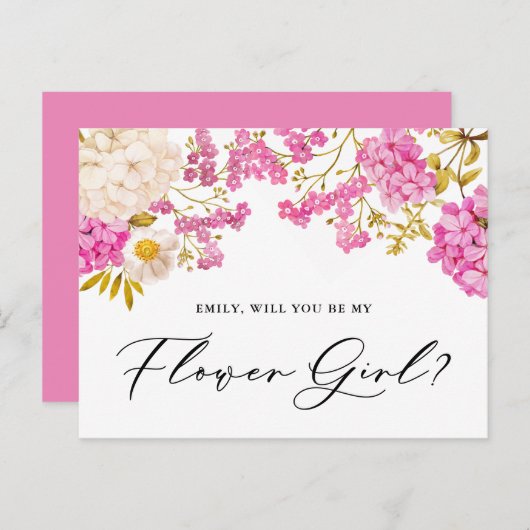 マゼンタアジサイが私のフラワーガールカードになる ポストカード (正面/裏面)