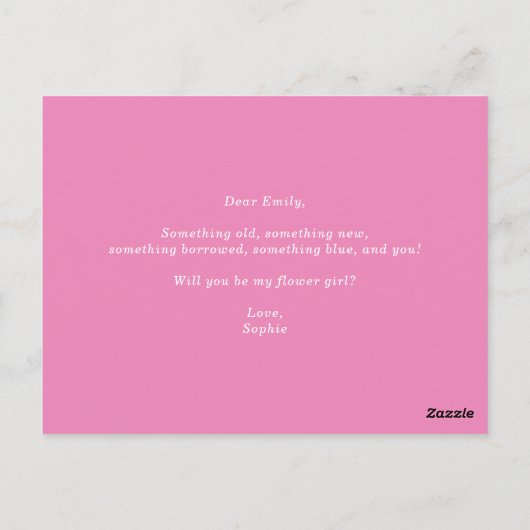 マゼンタアジサイが私のフラワーガールカードになる ポストカード (裏面)