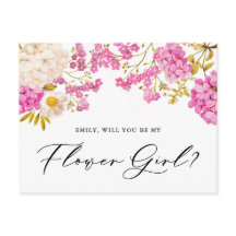 マゼンタアジサイが私のフラワーガールカードになる