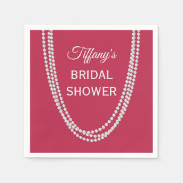 マゼンタアンドパールブライダルシャワーナプキンス スタンダードカクテルナプキン