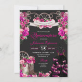 マゼンタアンドブラック女性のカーボーイウェスタンキンセアニェラ 招待状 (正面)