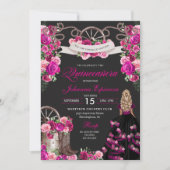 マゼンタアンドブラック女性のカーボーイウェスタンキンセアニェラ 招待状 (正面)