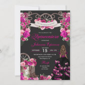 マゼンタアンドブラック女性のカーボーイウェスタンキンセアニェラ 招待状 (正面)