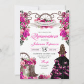 マゼンタアンドブラック女性のカーボーイウェスタンキンセアニェラ 招待状 (正面)