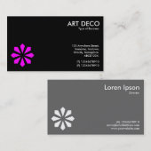 マゼンタアールデコフラワーシンボル – 黒 名刺 (正面/裏面)