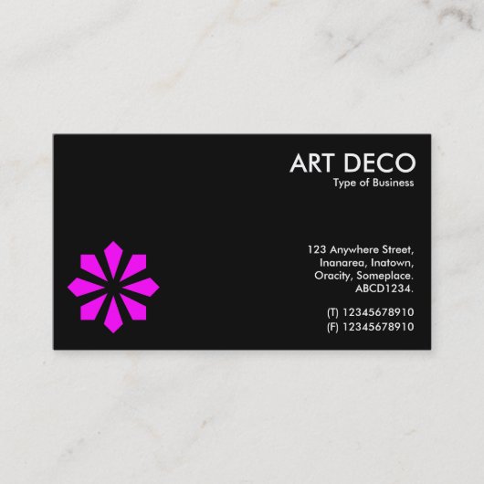 マゼンタアールデコフラワーシンボル – 黒 名刺 (正面)