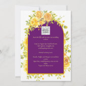 マゼンタイエローローズプラムパープル結婚金ゴールド 招待状 (裏面)