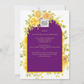マゼンタイエローローズプラムパープル結婚金ゴールド 招待状 (裏面)