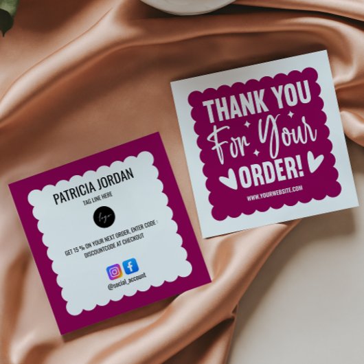 マゼンタウェーブオーダーありがとうLOGOソーシャルアイコン スクエア名刺