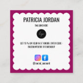 マゼンタウェーブオーダーありがとうLOGOソーシャルアイコン スクエア名刺 (裏面)