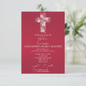 マゼンタウォーターカラーフローラ聖十字女のバプテスマ 招待状 (スタンド正面)