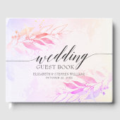 マゼンタウォーター葉カラーフローラ結婚ズゲストブック ゲストブック (正面)
