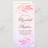 マゼンタウォーター葉カラーフローラ結婚式 プログラム (正面/裏面)