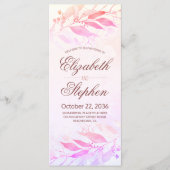 マゼンタウォーター葉カラーフローラ結婚式 プログラム (正面)