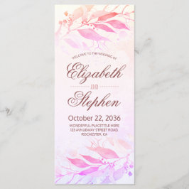 マゼンタウォーター葉カラーフローラ結婚式 プログラム