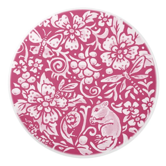 マゼンタウッドランドマウス昆虫林自然 セラミックノブ (正面)