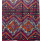 マゼンタオカラフルレンジヴィンテージターキリムラグ シャワーカーテン (正面)