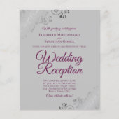 マゼンタオングレーBUDGETウェディングレセプション招待状 (正面)