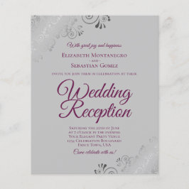 マゼンタオングレーBUDGETウェディングレセプション招待状