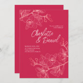 マゼンタオーキッドモーメント |結婚式招待状 招待状 (正面/裏面)