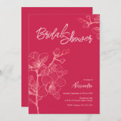 マゼンタオーキッドモーメン結婚トIのブライダルシャワー 招待状 (正面/裏面)