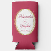 マゼンタカリグラフィー カップル名 モノグラム 結婚式 スリム缶クーラー (正面)