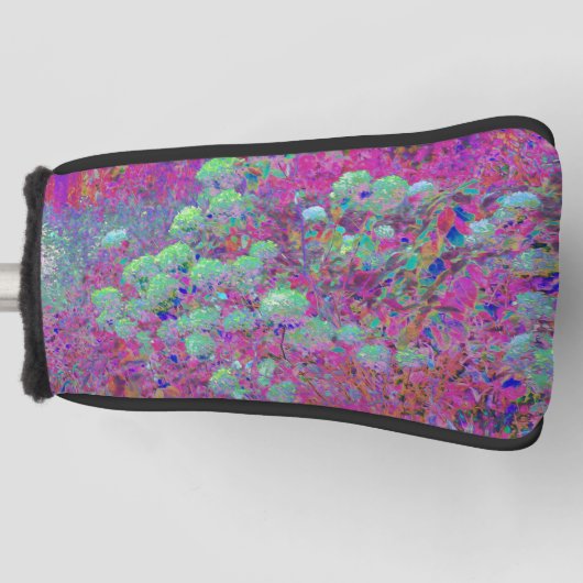 マゼンタガーデンとアクアアジサイの花 ゴルフヘッドカバー (正面)