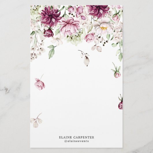 マゼンタガーデンフローラモノグラム文房具紙 便箋 (正面)