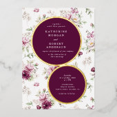 マゼンタガーデンフローラ結婚式招待状フォイル 箔招待状 (正面)