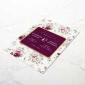 マゼンタガーデンフローラ結婚式招待状フォイル 箔招待状 (回転した状態)