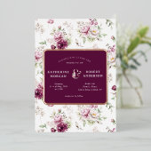 マゼンタガーデンフローラ結婚式招待状フォイル 箔招待状 (立ち正面)
