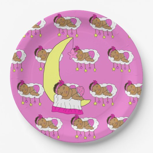 マゼンタガールズベビーシャワー ペーパープレート (正面)