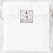 マゼンタキュート雪だるまクリスマスシール スクエアシール (バッグ)