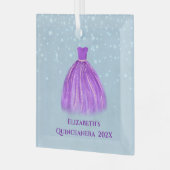 マゼンタキンセアニェラドレスオンスタリーブルー名前付き ガラスオーナメント (正面左)