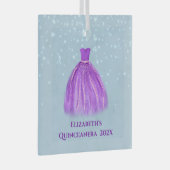 マゼンタキンセアニェラドレスオンスタリーブルー名前付き ガラスオーナメント (正面右)
