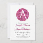 マゼンタクラウドウィンドウモノグラム結婚式招待状 招待状 (正面)