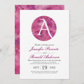マゼンタクラウドウィンドウモノグラム結婚式招待状 招待状 (正面/裏面)