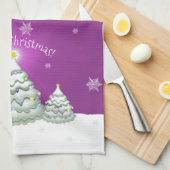 マゼンタクリスマスツリーキッチンタオル キッチンタオル (四つ折り)